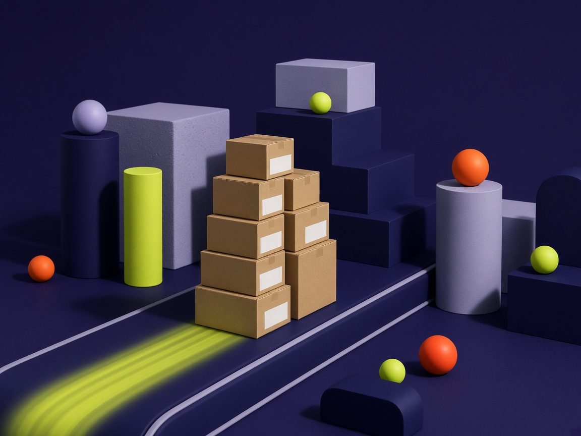 Stacked parcels on conveyor platform