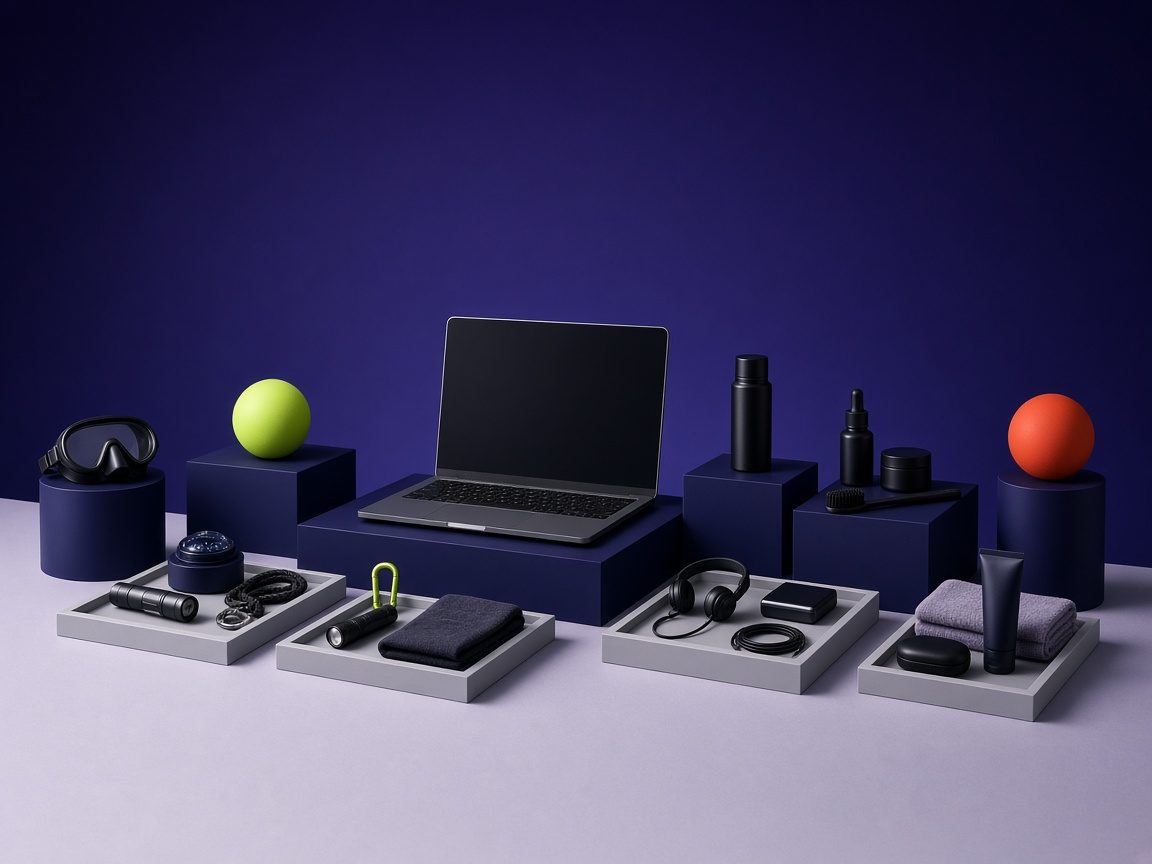Organized desk with product trays