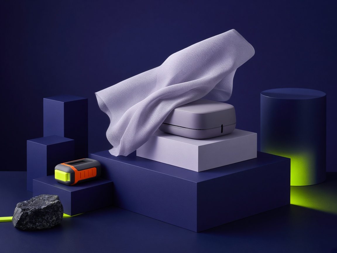 Product reveal under linen cloth